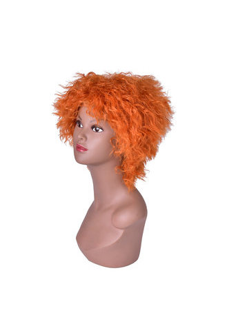 HairYouGo 8inch Orange Color High Temperature Fiber Short Wavy Wig 1pc Cosplay Wig Pure Color