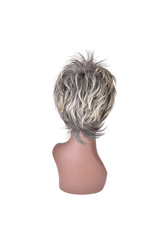 HairYouGo Gray Mix короткие Shaggy ламинарный пушистые Синтетический пативолосы 13cm косплей парик термостойкие Волокна парик