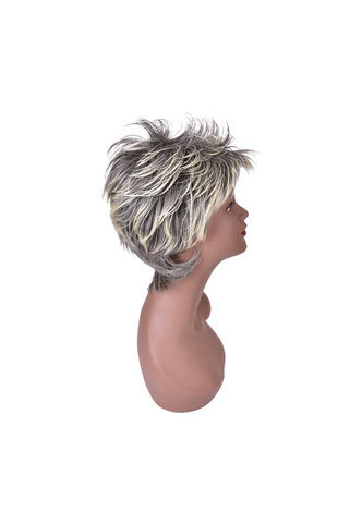 HairYouGo Gray Mix Short Shaggy Layered Fluffy Synthetic Party Hair 13cm Cosplay Cos Wigs High Temperature Fiber Wig