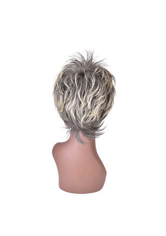 HairYouGo Gray Mix Short Shaggy Layered Fluffy Synthetic Party Hair 13cm Cosplay Cos Wigs High Temperature Fiber Wig