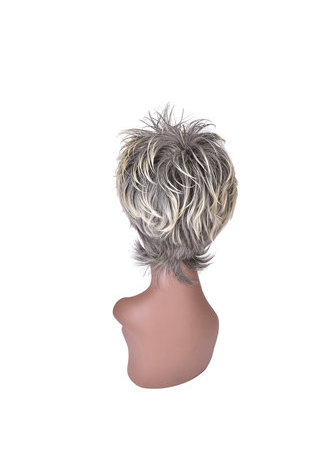 HairYouGo Gray Mix Short Shaggy Layered Fluffy Synthetic Party Hair 13cm Cosplay Cos Wigs High Temperature Fiber Wig