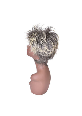 HairYouGo Gray Mix Short Shaggy Layered Fluffy Synthetic Party Hair 13cm Cosplay Cos Wigs High Temperature Fiber Wig