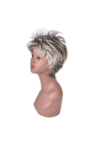 HairYouGo Gray Mix Short Shaggy Layered Fluffy Synthetic Party Hair 13cm Cosplay Cos Wigs High Temperature Fiber Wig