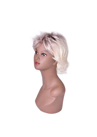 HairYouGo Ombre коричневый  To Блонд 13cm Синтетический  термостойкие Волокна женский короткие прямые Gray Mixed ламинарныйженский косплей парик