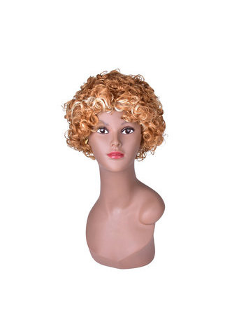 HairYouGo Short Curly Wigs for Black White Women Heat Resistant Synthetic Hair Wigs 10inch SW0115