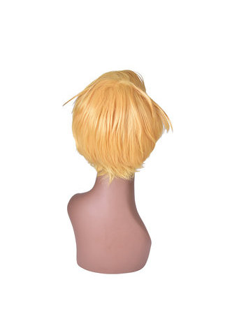 HairYouGo Short Layered Yellow Red Mix Heat Resistance Party Synthetic Hair Cosplay Wigs 18cm Full Wig