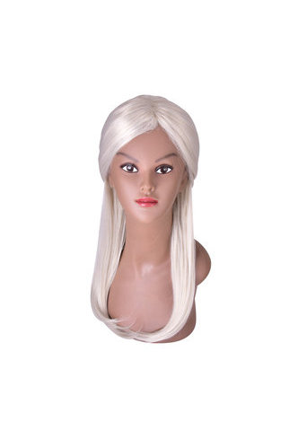 HairYouGo Silver Gray Long Hair Cosplay Wig 26inch Synthetic Women Straight Wig with Chignon 1pc 4091