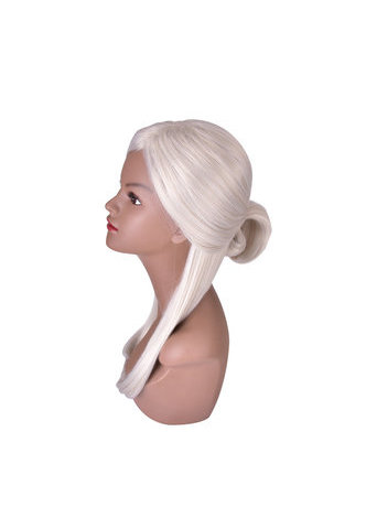 HairYouGo Silver Gray Long Hair Cosplay Wig 26inch Synthetic Women Straight Wig with Chignon 1pc 4091