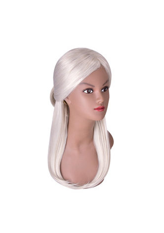 HairYouGo Silver Gray Long Hair Cosplay Wig 26inch Synthetic Women Straight Wig with Chignon 1pc 4091