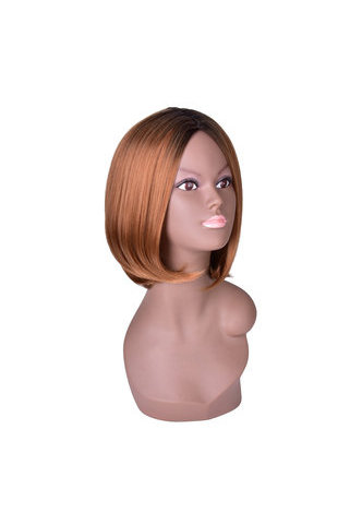 HairYouGo  Medium Length Dark Roots BoBo Style Synthetic Wigs for African American Women High Temperature Fiber Wig 12.6inch