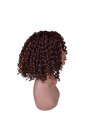 HairYouGo 13inch Ombre Brown Afro Kinky Curly Hair Medium Length Synthetic Wigs for Black Women High Temperature Fiber