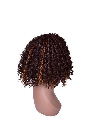 HairYouGo 13inch Ombre Brown Afro Kinky Curly Hair Medium Length Synthetic Wigs for Black Women High Temperature Fiber