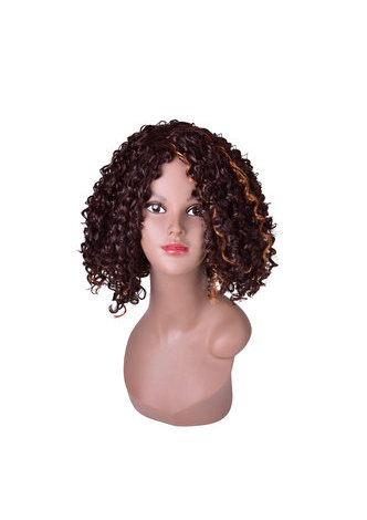 HairYouGo 13inch Ombre Brown Afro Kinky <em>Curly</em> <em>Hair</em> Medium Length Synthetic Wigs for Black Women