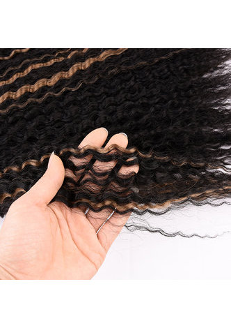 HairYouGo 18inch Synthetic Curly Hair Bundle Deal 1pc Medium Long Kanekalon Fiber Hair 1B# Double Weft Hair Extension DANCE A