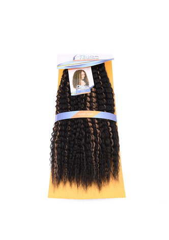 HairYouGo 18inch Synthetic Curly Hair Bundle Deal 1pc Medium Long Kanekalon Fiber Hair 1B# Double Weft Hair Extension DANCE A
