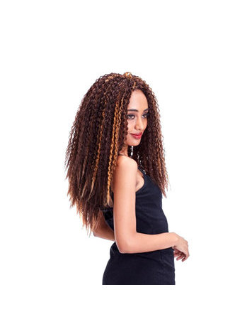 HairYouGo 18inch Synthetic Curly Hair Bundle Deal 1pc Medium Long Kanekalon Fiber Hair 1B# <em>Double</em>