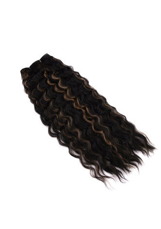 HairYouGo Long Curly Sew In Weave Synthetic Hair Extensions Two Tone Ombre Color 22inch Kanekalon Hair Weave Bundles 1 Pack