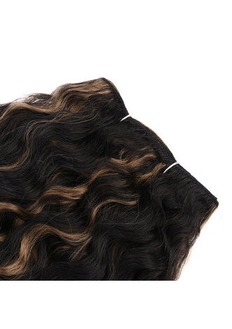 HairYouGo Long Curly Sew In Weave Synthetic Hair Extensions Two Tone Ombre Color 22inch Kanekalon Hair Weave Bundles 1 Pack