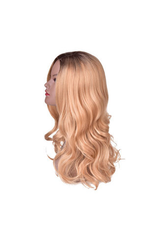 HairYouGo Long Wavy 25.6 Orange Brown Pure Color Synthetic Wigs Heat Resistant Hair Cosplay Party Wig Pelucas