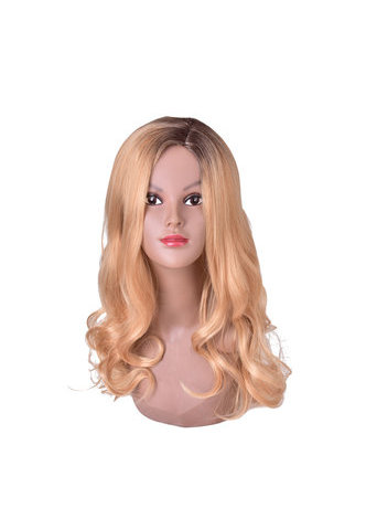 HairYouGo Long Wavy 25.6&quot; Orange Brown Pure Color Synthetic Wigs Heat Resistant Hair Cosplay Party Wig Pelucas