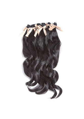 HairYouGo Long Wavy Synthetic Hair Extensions For Black Women 6pcs One Pack Kanekalon Fiber Weave 17.5-19 inch Weaving #1B Color