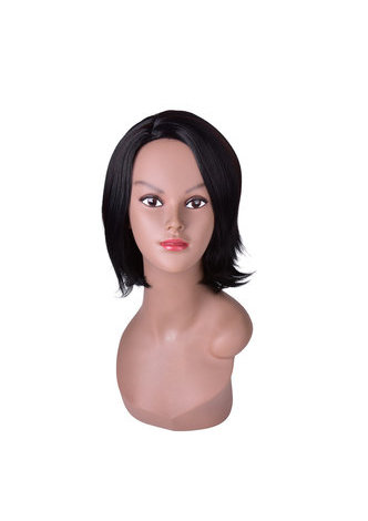 HairYouGo Moyen Longueur Noir Perruques Synthétiques pour les Femmes Afro-Américaines Haute Température Fibre Bob Style 11 pouces