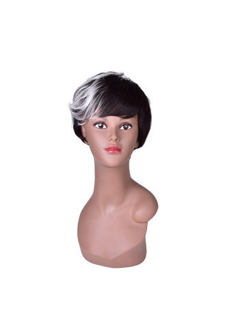HairYouGo Short Straight Wig Black <em>Blonde</em> White Ombre Rose Net Synthetic Women Hair Piece Party