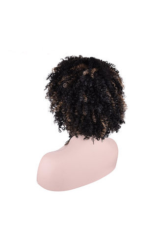 HairYouGo BLOOM Curly Synthetic Wigs SP1B/27# 5Inch Stripes Color Japanese Kanekalon Fiber Short Wigs For Black Women 1PC