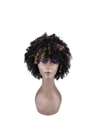 HairYouGo BLOOM Curly Synthetic Wigs SP1B/27# 5Inch Stripes Color Japanese Kanekalon Fiber Short Wigs For Black Women 1PC