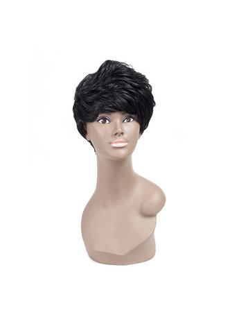 HairYouGo Straight Synthetic Wigs 1.5-4.5inch <em>Cosplay</em> Wigs 1pc Heat Resistant Black #1B Short Wigs