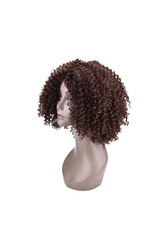 HairYouGo Synthetic Curly Wig 4# Japanese Kanekalon Fiber Wigs For Black Women 9Inch Heat Resistant Short Wigs