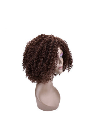 HairYouGo Synthetic Curly Wig 4# Japanese Kanekalon Fiber Wigs For Black Women 9Inch Heat Resistant Short Wigs