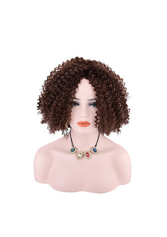 HairYouGo Synthetic Curly Wig 4# Japanese Kanekalon Fiber Wigs For Black Women 9Inch Heat Resistant Short Wigs