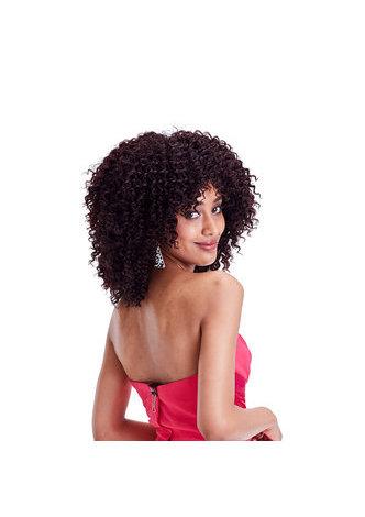 HairYouGo Synthetic <em>Curly</em> Wig 4# Japanese Kanekalon Fiber Wigs For Black Women 9Inch Heat Resistant