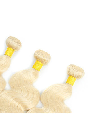 HairYouGo натуральный волос бразильские объемные волосы  #613 блонд 3 объем с  Верх накладок на Шелке База 4шт/лот 100% натуральные волосы, волосы гладкие Non-Remy волосы 