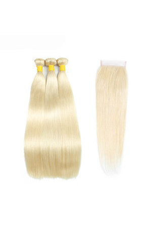 Miss Rola Hair Hair Brazilian Straight 613 3 Bundles Human Hair With Closure Non-Remy Hair Free Shipping