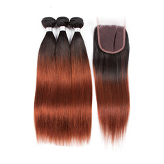 HairYouGo Non-Remy прямые волосы на трессе Pre-Colored T1B/33 натуральные волосы на трессе с накладки. бесплатная доставка