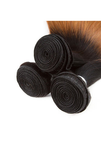 HairYouGo  Non-Remy Straight Hair Pre-Colored T1B/30 Human Hair 3 Bundles With Closure Free Shipping