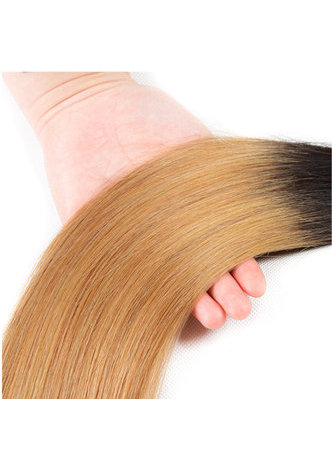 HairYouGo Non-Remy прямые тресс с накладки Pre-Colored T1B/27 натуральные волосы для наращивания золотой цвет бесплатная доставка
